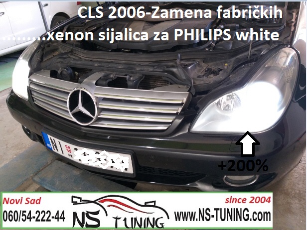 mercedes cls 2006 xenon farovi d2s sijalica philips osram zamena ugradnja auto servis ns tuning novi sad